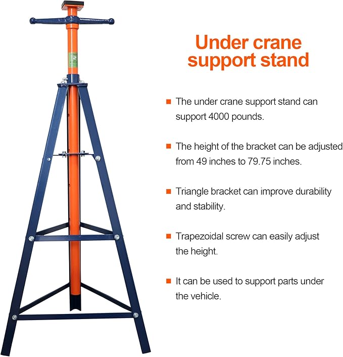 Aain 2 Ton Tripod Underhoist Support Stand, High-Lift Under Hoist Tripod Stand, 4400lb Capacity，Adjustable Height Engine Jack (ET305)