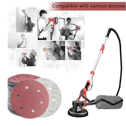 20 Pack 9 Inch 6 Hole 180 Grit Hook-and-Loop Sanding Discs - Aluminum Oxide Sander Disc Grinding Abrasive Sandpaper for ‎9" Powe Drywall Sander.