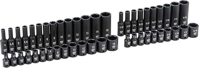 GEARWRENCH 48 Pc. 1/4" Drive 6 Pt. Impact Socket Set, Standard & Deep, SAE/Metric - 84902