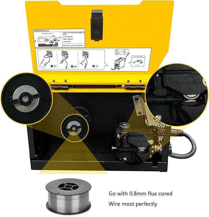 Mig welder, MYYWELD 140 MIG/Stick/Lift TIG 3 in 1 Welder 110V Gasless Flux Core Wire Welding Machine No Gas IGBT Inverter (MWM140)