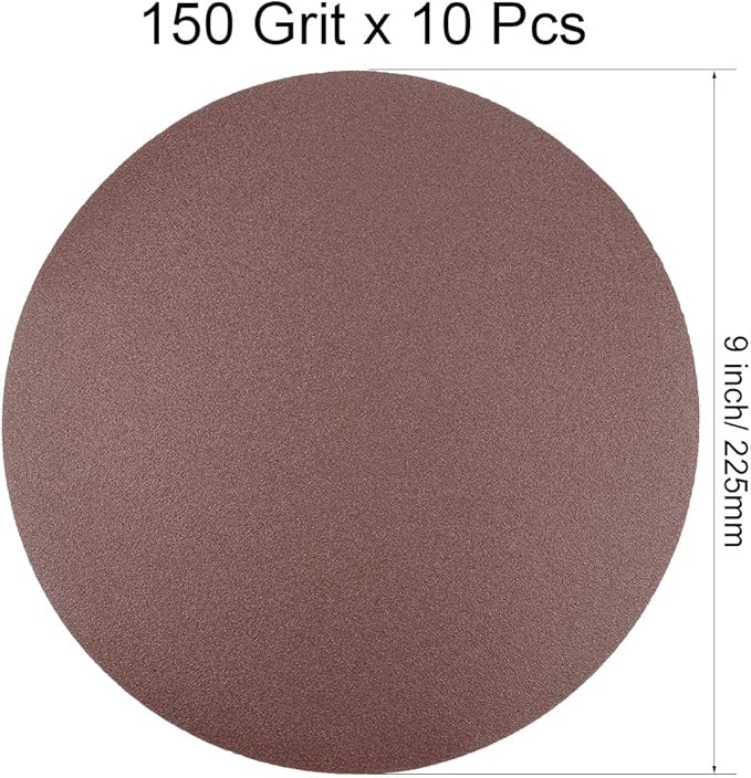 uxcell 9 Inch Sanding Disc 150 Grits Flocking Sandpaper for Sander 10 Pcs