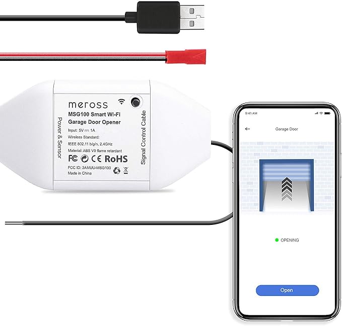 meross Smart Garage Door Opener Remote, APP Control, Compatible with Alexa and SmartThings, Multiple Notification Modes, No Hub Needed