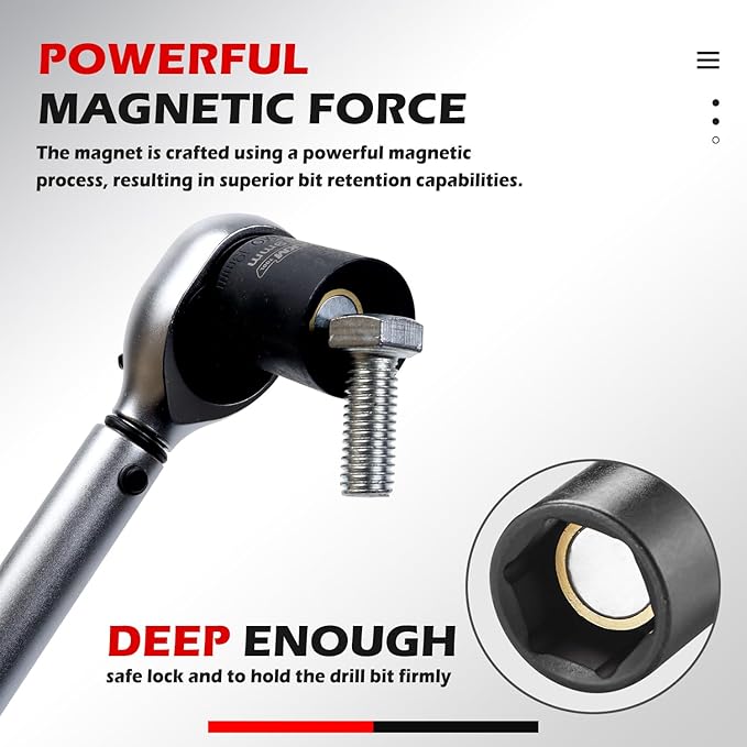 3/8 Inch Drive 19mm Magnetic Impact Socket Set, 1 PCS Metric, 6 Point, Cr-Mo, Square Drive, Magnetic Socket