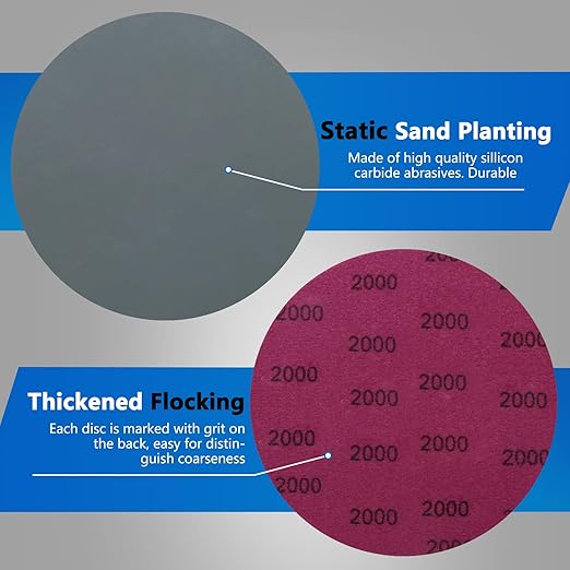 2000 Grit 5 Inch Sanding Discs, VIBRATITE 70 Pieces Hook and Loop Wet Dry Sandpaper Round Sand Paper Pads for Orbital Sander Grinding Polishing Finishing