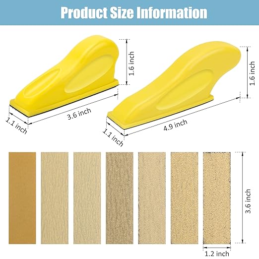 2+70 Pcs Mini Detail Sander, Finger Sanders for Wood Micro Sander for Detail Work Finger Sander for Crafts Small Projects, Include 40 60 80 120 150 220 400 Grit Sandpaper