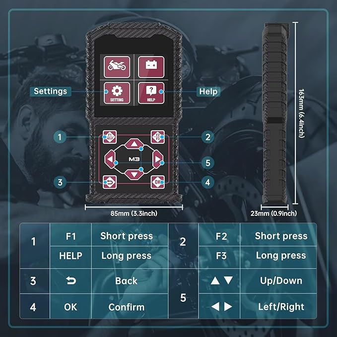 Motorcycle Diagnostic Tool,Motorcycle OBD2 Scan Tool with Quick Test & Voltage Detection Real-time Data Stream OBDII Motorcycle Diagnostic ScanTool Compatible for Suzuki 6P/4P, Vespa, EUROV, OBDII
