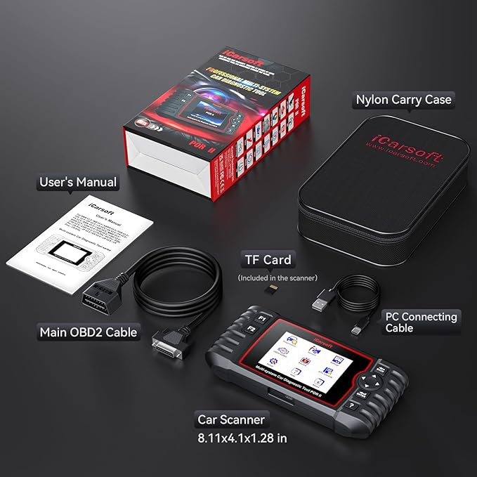 OBD2 Scanner Diagnostic Tool for Porsche, iCarsoft POR II Car Code Reader, Full System Diagnosis Car Scan Tool with Oil Reset/EPB/DP/ETC/SAS, Live Data Graph-Free Update/Repair