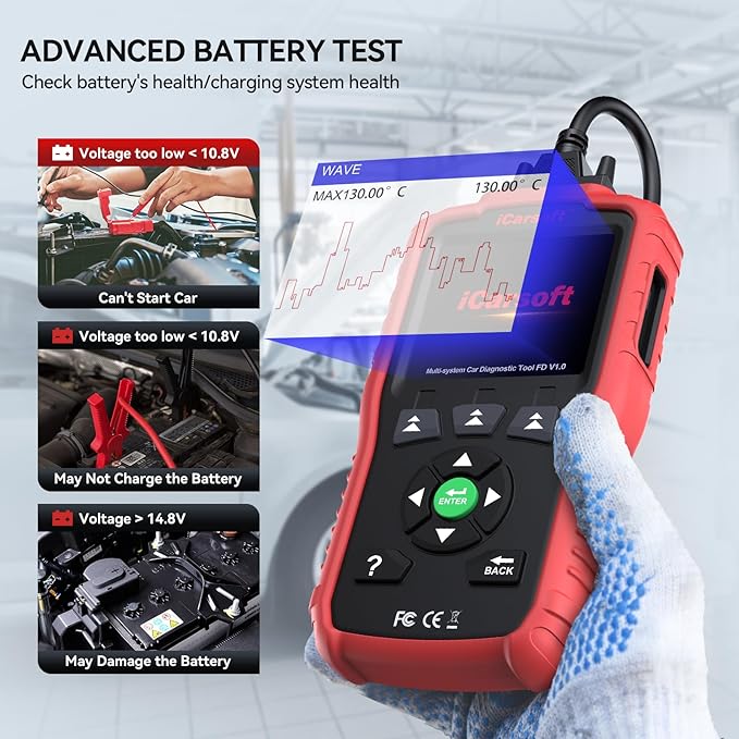 iCarsoft OBD2 Scanner for Ford/Holden, FD V1.0 All System in-Depth Diagnostic Scan Tool, Oil/SAS Reset/Live Data, ABS Airbag Engine Transmission Code Reader OBD2/EOBD/CAN Scan Tool