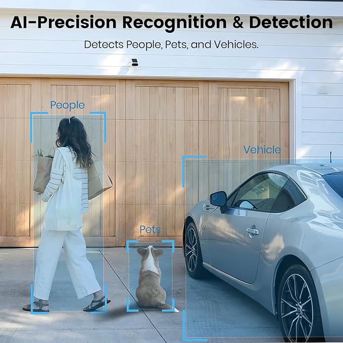AOSU SolarCam P1 Max, Solar Security Camera Wireless Outdoor, 4K UHD Camera for Home Security with Enhanced AI Detection for Fences & Parking, Integrated Solar Panel, Easy Setup, No Monthly Fees
