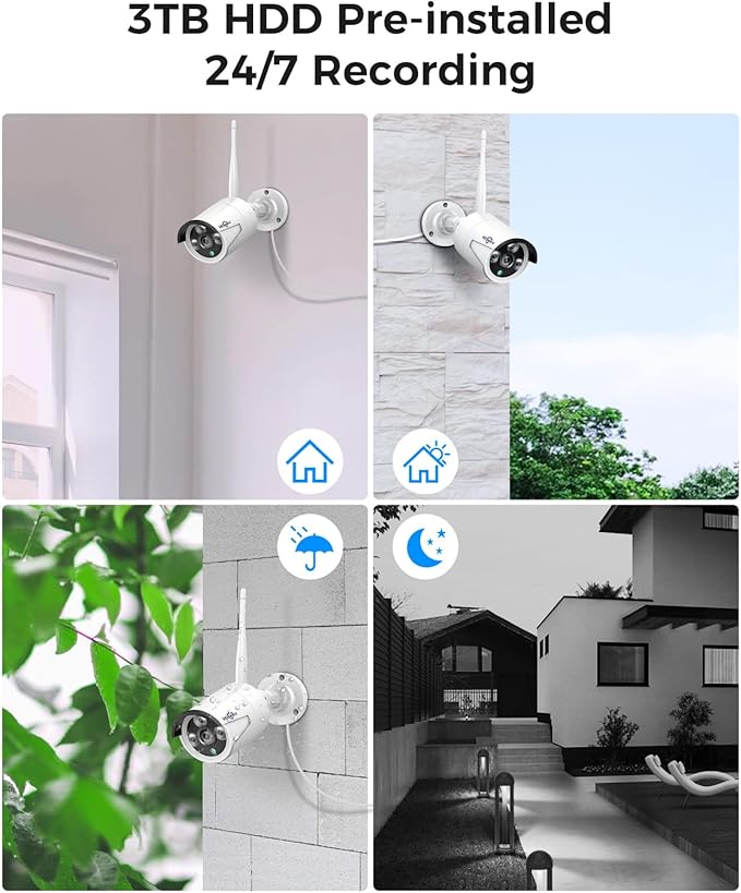 Hiseeu Wireless Pro WiFi Security Camera System, 16CH 4K NVR Kit, 12Pcs 5MP CCTV Home Security Camera System for Indoor/Outdoor Use, Night Vision, Waterproof, Motion Detection, 3TB Hard Drive