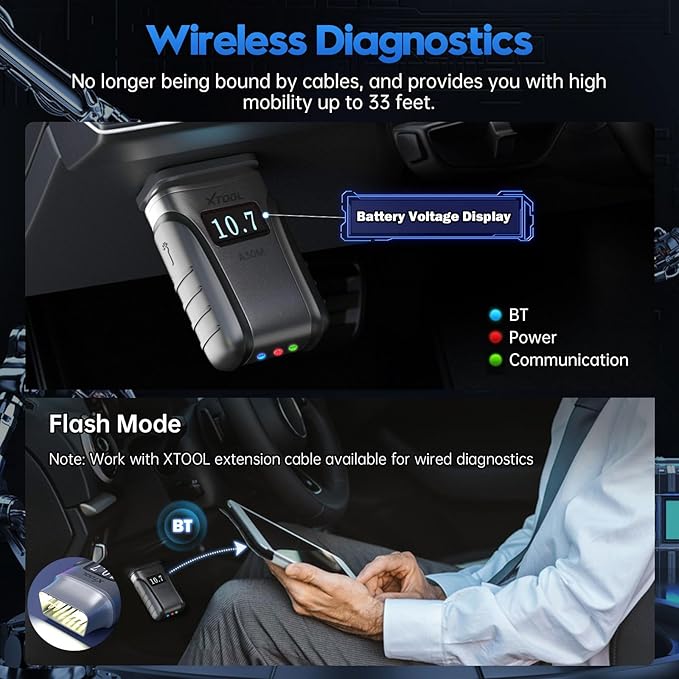 Wireless OBD2 Scanner for Android & iPhone, XTOOL Anyscan A30M 2025 Bidirectional Scan Tool with Free Updates, All System, 21 Resets, ABS Bleed, Oil Reset, Crank Sensor Relearn, Upgraded Ver. of A30