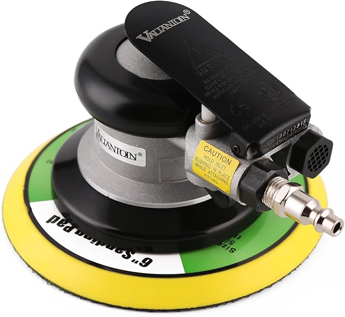 Professional Air Random Orbital Palm Sander 6-inch Heavy Duty Dual Action Pneumatic Sander with 1PC Plate