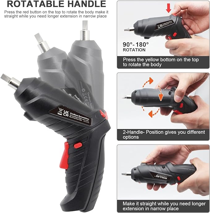 Cordless Electric Screwdriver, 3.6V Rechargeable Power Screwdriver with 47 pcs Accessories, usb charging, 3Nm Screw Gun, mini Carrying screwdriver set with LED Light for Electric Power Drill Set