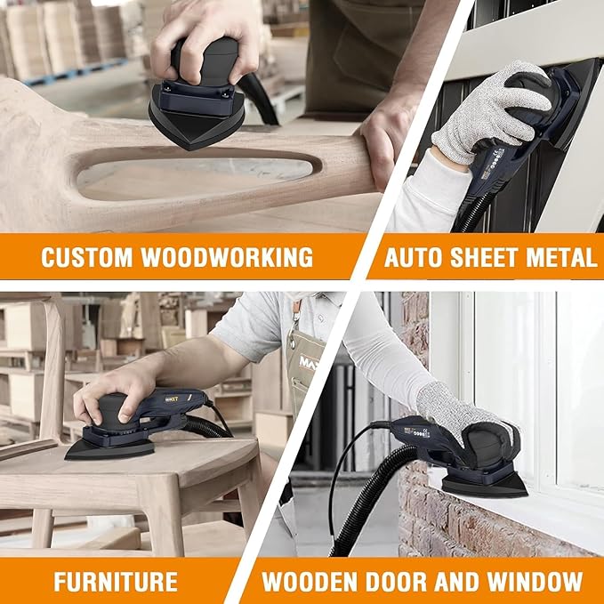 MAXXT Detail Sander, R7310, Mouse Sander with Efficient Dust Collection System, Compact Electric Sander with Multi-Function Hand Sander for Woodworking(Black)
