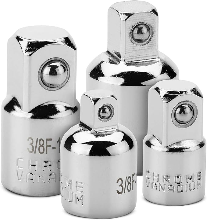 Bates- Impact Socket Adapter and Reducer Set, 4 pcs, Impact Socket Adapter Set, Impact Adapter Set, Socket Adapter Set, 1/2 to 3/8 Socket Adapter, 3/8 to 1/2 Socket Adapter, 3/8 to 1/4 Socket Adapter