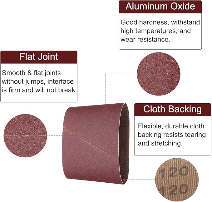 uxcell 5pcs 8" x 19" Sanding Belts 120 Grits Aluminum Oxide Abrasive Belt Sander Paper Sanding Papers for Metal Wood Grinding Polishing, Reddish Brown