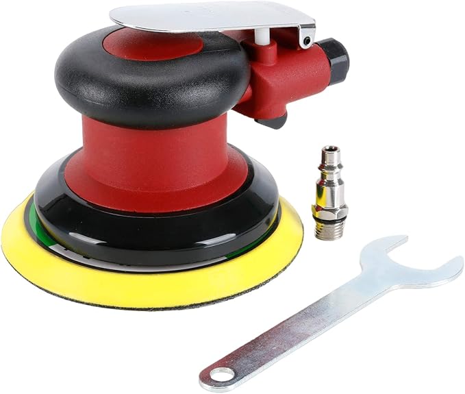 Professional Air Random Orbital Palm Sander, Heavy Duty Dual Action Pneumatic Sander with 1pc Backing Plate (5 inch)