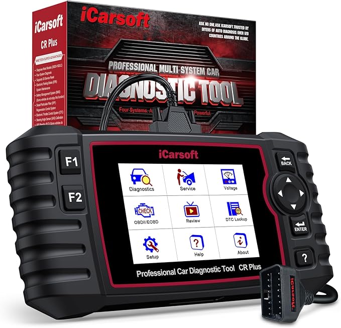 iCarsoft CR Plus OBD2 Scanner Diagnostic Tool, Code Reader for ABS Transmission Engine Airbag System. Car Scan Tool with EVAP and O2 Sensor Test,On-Board,Freeze Frame,Oil Reset-2025-Free Update