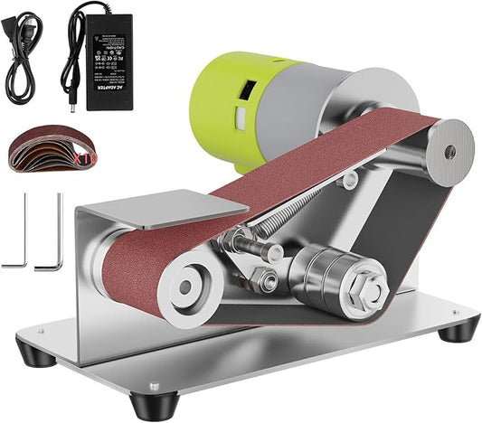 Electric Knife Sharpener, 15 Degree Belt Sander, 7 Adjustable Speed Power Belt Sander for Metal Working