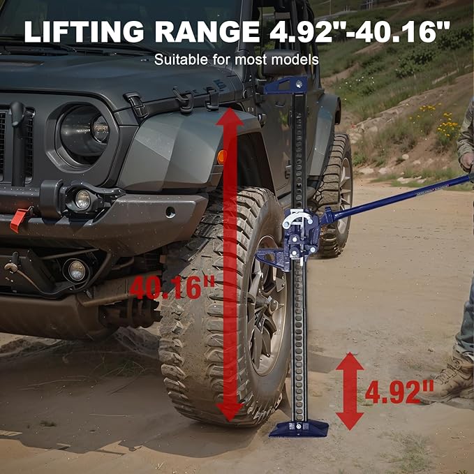 BIG RED ATR6501UR Torin 48" Ratcheting Off Road Utility Farm Jack: 3 Ton (6,000 lb) Capacity, Blue