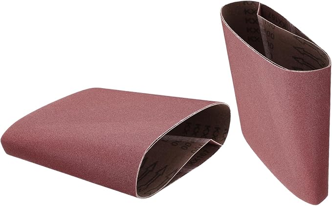 uxcell 2pcs 8" x 19" Sanding Belts 100 Grits Aluminum Oxide Abrasive Belt Sander Paper Sanding Papers for Metal Wood Grinding Polishing, Reddish Brown