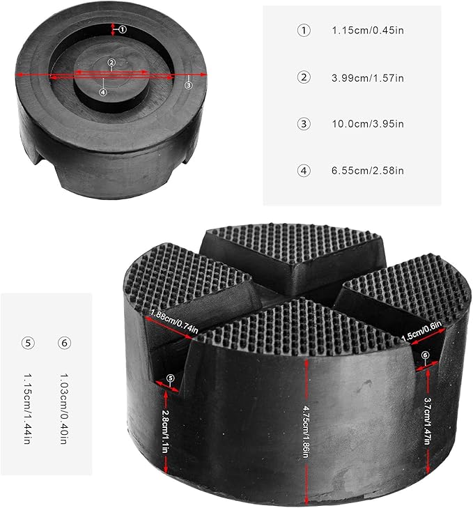 AUTOXBERT Universal Car Rubber Cross Slotted Jack Pad Adapter Guard Floor Disk Frame Rail Protector Floor Lifting for Pinch Weld Side Chassis Trolley 2-3 Tonne