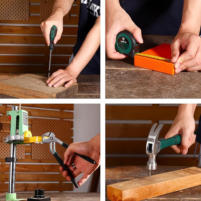 Drill Tool Kit Set: 20V Cordless Power Drill Tool Box with Battery Electric Drill Driver for Women and Men Home Hand Repair Basic Toolbox Tools Sets Drills Case (Green)