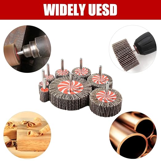 40 Pack 1/4" Abrasive Flap Wheel Sander Set 40 Pack,80 Grit,1/4 inch Shank Aluminum Oxide Flap Wheel Sander Polishing Sanding Wheel,8 Sizes for Deburring and Removing Rust