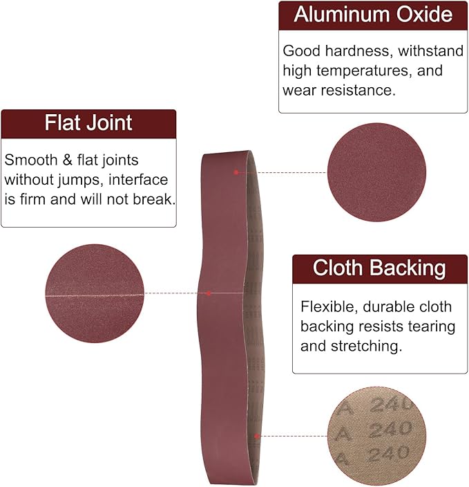 uxcell 2pcs 6" x 89" Sanding Belts 220 Grits Aluminum Oxide Abrasive Belt Sander Paper Sanding Papers for Metal Wood Grinding Polishing, Reddish Brown