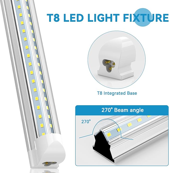 SHOPLED 2FT LED Shop Light, 20W 2500LM 5000K Daylight White, T8 Linkable Utility Ceiling Light Fixtures, 2 Foot LED Tube Light for Workbench, 4 Pack