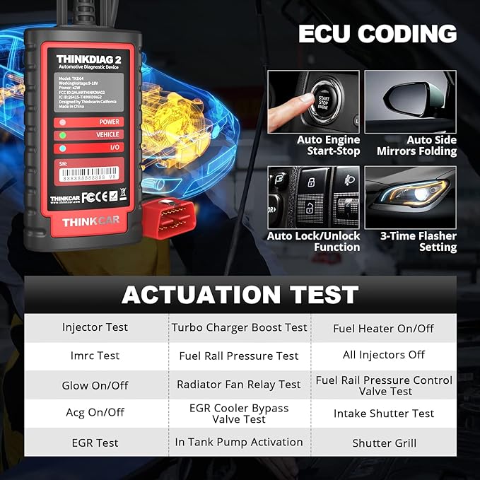 Thinkdiag2 All System Bidirectional Control OBD2 Diagnostic Scanner for iOS & Android, Bluetooth Scan Tool with CAN-FD Protocol, AutoVIN, Active Test, 15+ Reset Functions, ECU Coding, 1 Year Fr-ee
