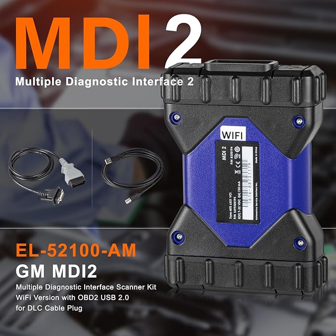 EL-52100-AM MDI2 Multiple Diagnostic Interface Scanner,EL-52100-AM Multiple Diagnostic Interface 2 Kit WiFi Version with OBD2 USB Version 2.0 for DLC Cable Plug，NOT Compatible Windows 10.