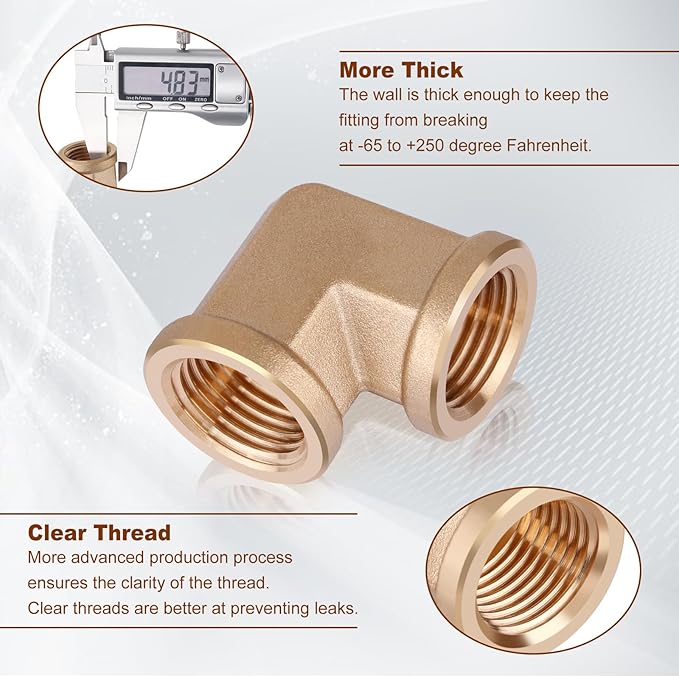 5pcs 1/2” Brass Fittings 90 Degree Barstock Street Elbow 1/2" NPT Female Pipe to 1/2" NPT Female Pipe 1/2 NPT Female Elbow Forged Brass Pipe Fittings