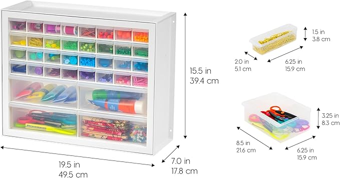 IRIS USA Craft Cabinet Storage, Screw Organizer, Hardware Storage Organizer, 36 Drawer Parts Cabinet, Art Storage Cabinets, Small Parts, Nuts and Bolts, Tool Storage, Scrapbook Art Hobby - White