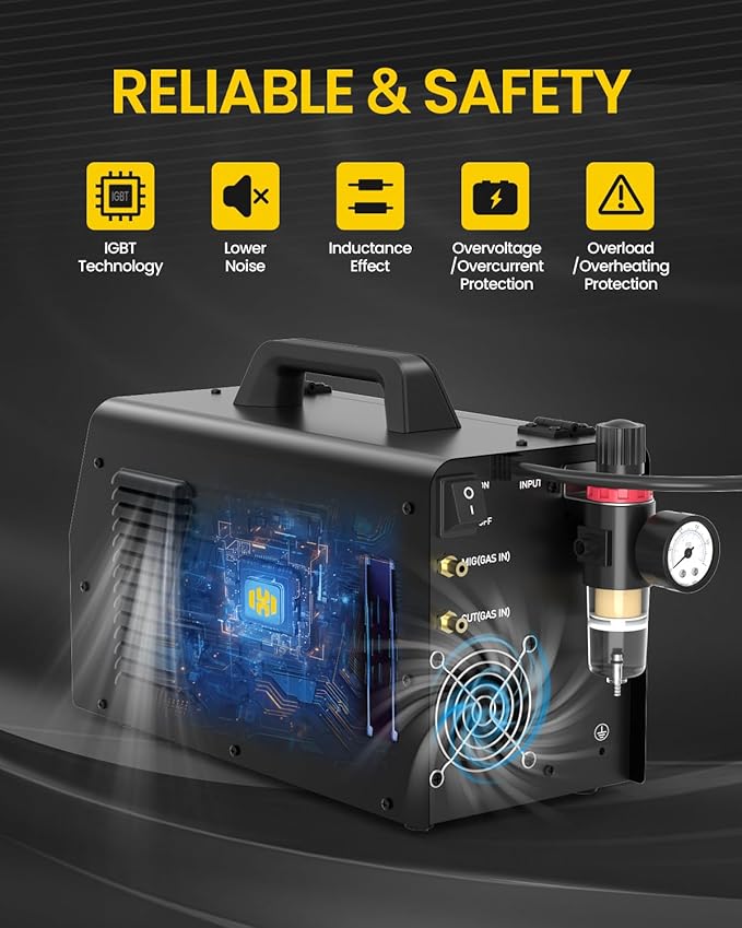 HZXVOGEN MIG Welder, 200A 6 in 1 Gas MIG/Gasless MIG/HF TIG/Stick/Spot/CUT 220V Aluminum Multi Process Welder Machine 40Amp Plasma Cutter Welder Combo Max Cut 15mm