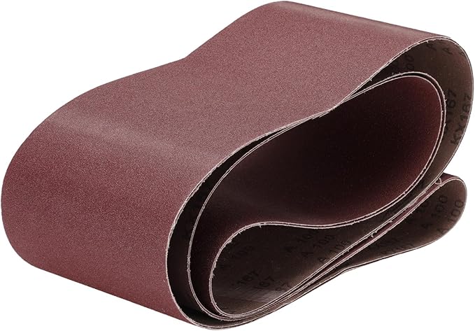 uxcell 2pcs 6" x 89" Sanding Belts 100 Grits Aluminum Oxide Abrasive Belt Sander Paper Sanding Papers for Metal Wood Grinding Polishing, Reddish Brown