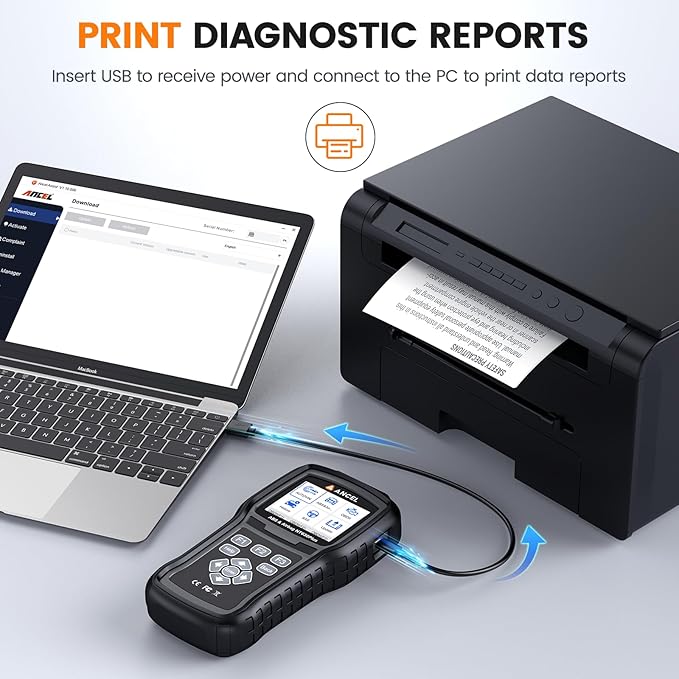 ANCEL AD610 PRO ABS SRS OBD2 Scanner with ABS Bleeding, Airbag Light Reset, SAS/Oil/EPB Reset, ABS Bidirectional Active Test, AutoVIN, Lifetime Free Updates