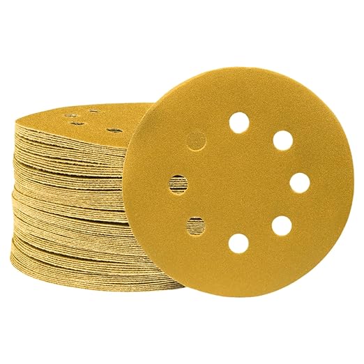 100 Pcs 5 Inch 8 Hole Sanding Discs, Bellairis Round Hook and Loop Sandpaper for Random Orbital Sander, 60/80/100/120/150/220/320/400/600/800 Mix Grit Sand Paper for Woodworking and Automotive
