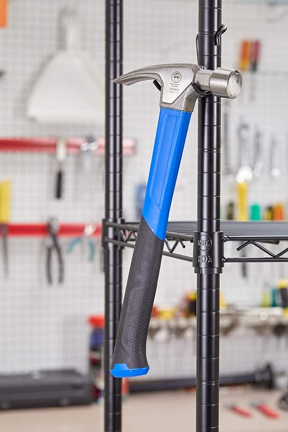 Sunway Shelf Pole Hooks 5-Pack | Black Multi-Use C-Hook | Best Solution for Garage Shelving Storage Organization | Use with Metal or Wire Shelves and Racks | Heavy Duty, Easy Installation