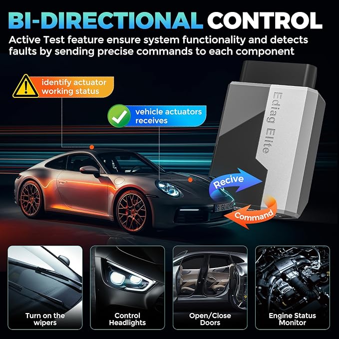KINGBOLEN Ediag Elite OBD2 Scanner Bluetooth, Bi-Directional Control Scanner All System Diagnostic Tool for iOS & Android, 15+ Hot Reset, CANFD Protocol, FCA AutoAuth, No Subscriptions Lifetime Update