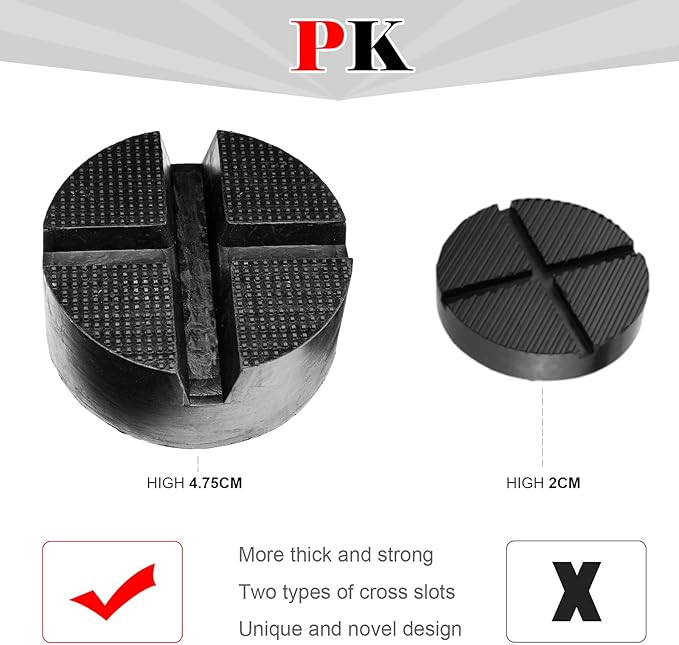 AUTOXBERT Universal Car Rubber Cross Slotted Jack Pad Adapter Guard Floor Disk Frame Rail Protector Floor Lifting for Pinch Weld Side Chassis Trolley 2-3 Tonne