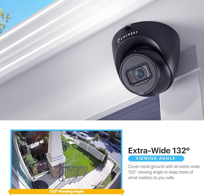 Amcrest 2-Pack 5MP UltraHD Outdoor Security IP Turret PoE Camera with Mic/Audio, 5-Megapixel, 98ft NightVision, IP67 Weatherproof, MicroSD Recording (256GB), 2PACK-IP5M-T1179EB-AI-V3 Black