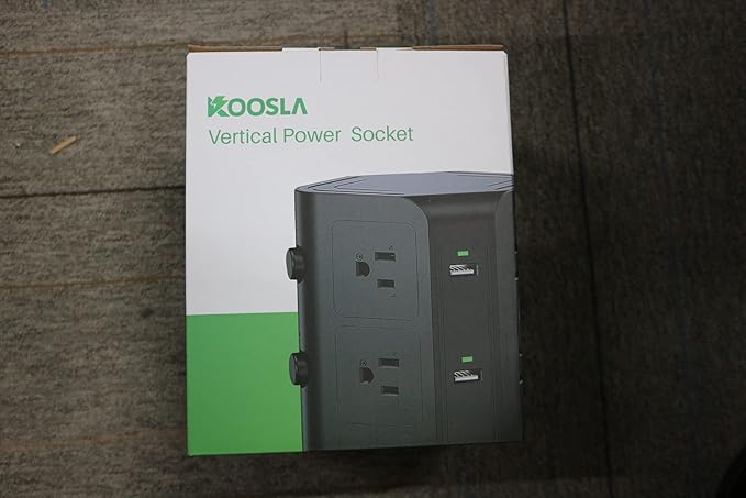Surge Protector Power Strip Tower, KOOSLA 16.4 FT Extra Long Cord Flat Plug - [15A 1500J] Heavy-Duty 12 Widely Multiple Outlets & 6 USB Charging Station for Home, Office, Dorm White