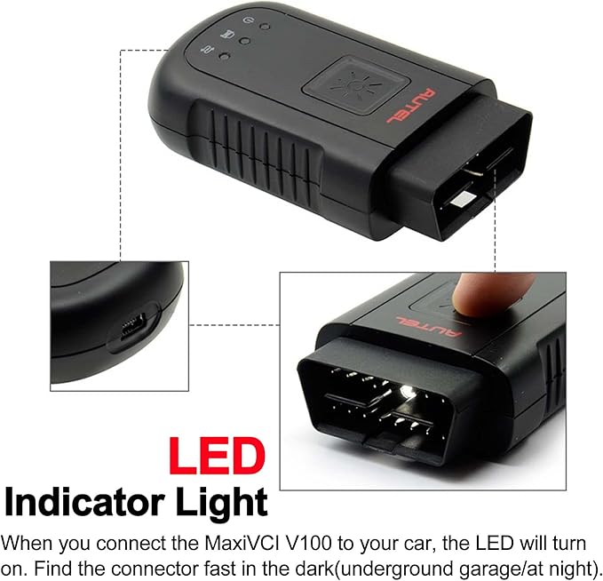 Autel MaxiVCI V100 Bluetooth Vehicle Communication Interface OBD Scanner Comprehensive Diagnostics Work with MS906BT, MK906BT, MS906TS, MK908, MS908, MS908S Pro, MS908 Pro, MK908P, MaxiSYS Elite