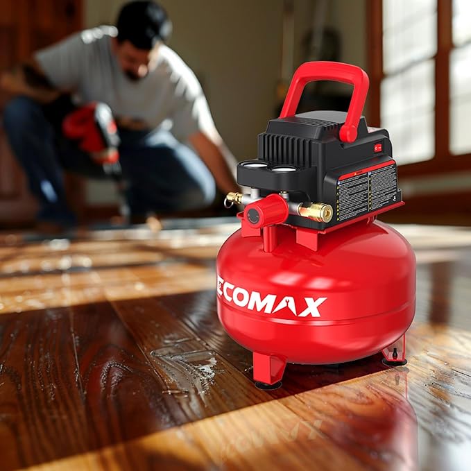 Air Compressor 3 Gallon Portable Pancake Tank Oil-free, 110 PSI MAX Pressure and 1/3 HP for Car and Bike Tires, Nail Gun, and Pneumatic Tools, Garage, Shop or Mechanic Accessories