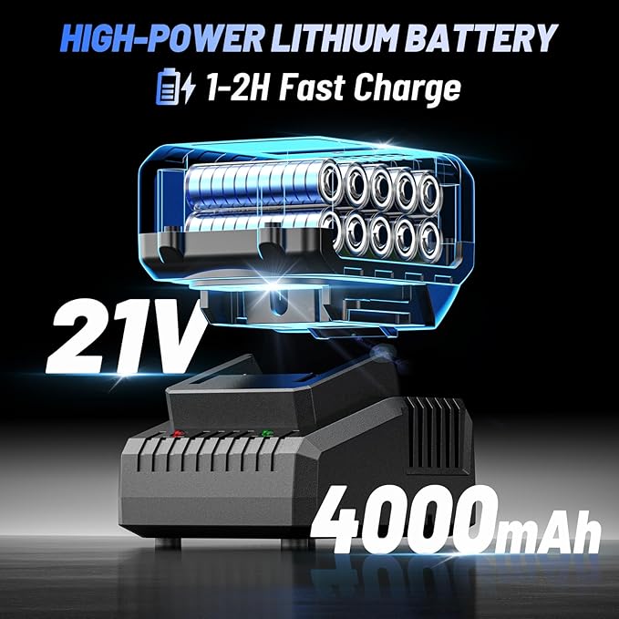 Elikliv Cordless Impact Wrench 1/2 inch, 500Ft-lbs Max Torque(650N.m), 21V 3000 RPM Power Impact Gun with 4 Sockets, 4000mAh Battery with Fast Charger, Electric Impact Driver for Car Truck Tires Home