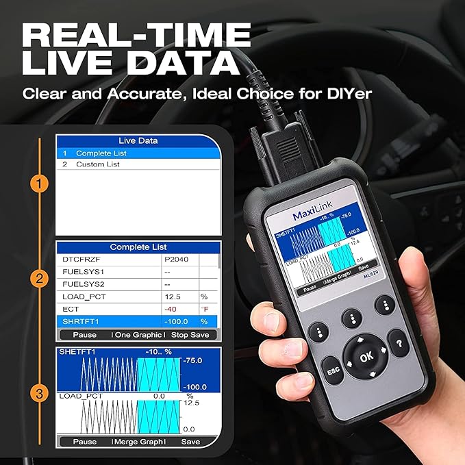 Autel OBD2 Scanner Diagnostic Code Reader ML629 - ABS/SRS/Engine/Transmission MaxiLink 629 Car Diagnostic Tool DTC Lookup AutoVIN Mechanic Car OBDii for Vehicle Engine/Transmission/AirBag/Brake System
