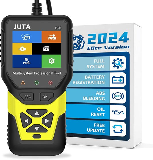 JUTA B50 OBD2 Scanner Fit for BMW and Mini, Full Systems OBD-II Diagnostic Tool with Battery Registration, Oil Reset, ABS Bleeding, EPB Code Reader