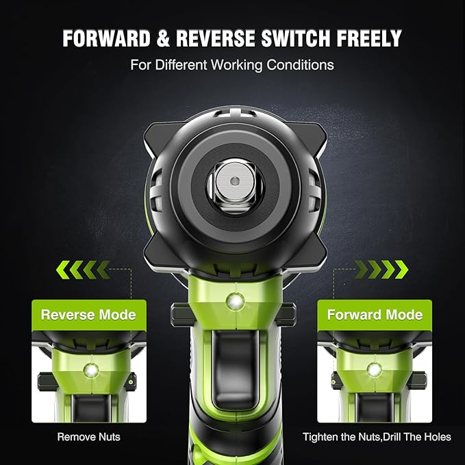 Cordless Impact Wrench, 406Ft-lbs (550N.m) Brushless 1/2 inch Impact Wrench, 2800RPM High Torque Impact Gun, 2x 4.0Ah Battery, Charger, 4 Sockets, Electric Impact Wrench for Car Home