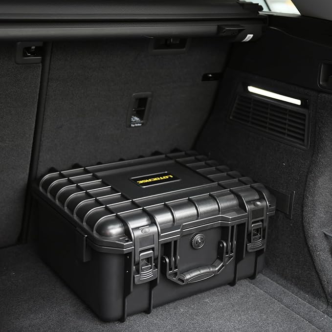 Air Compressor Waterproof Hard Case Compatible with Milwaukee M18 Inflator 2848-20, Air Pump Carrying Bag for Milwaukee Tools, Storage Holder for Battery Pack 18V 3.0 to 6.0 Ah - Black (Only Case)